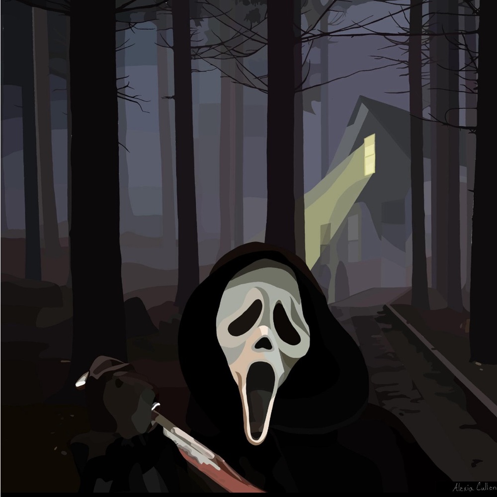 Digital Art Print Ghost Face Scream Movie Digital Drawing to Print or Canvas